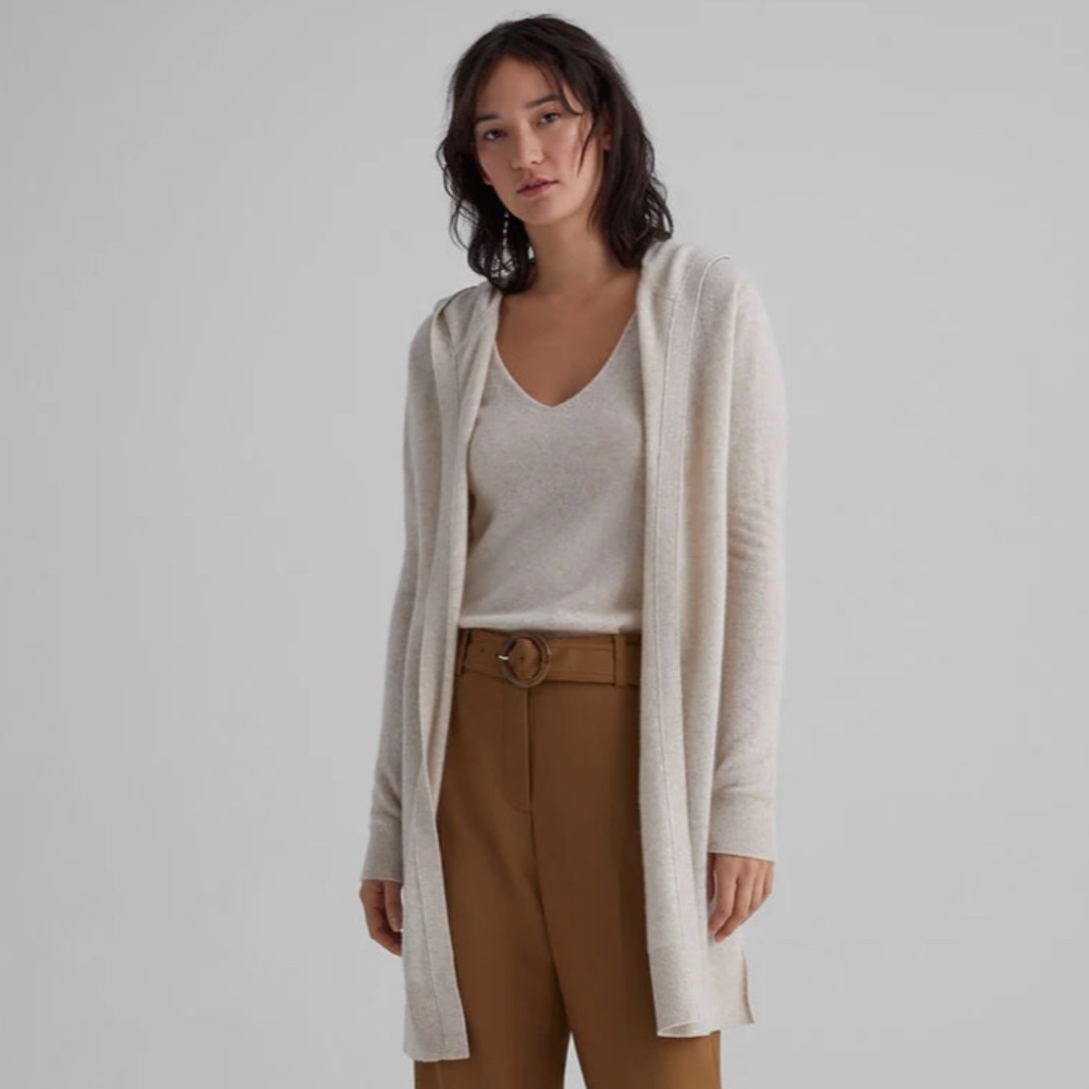 CLUB MONACO Hooded Cashmere Cardigan - Oat, Small/Medium (NWOT)